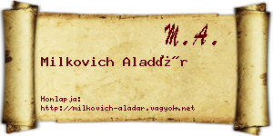 Milkovich Aladár névjegykártya